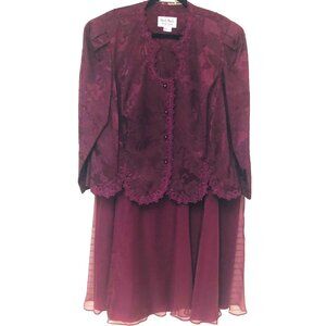 Brocade Maxi Skirt Suit Women 24WP 3XP Special Occ Wedding Burgdy A line Nah Nah